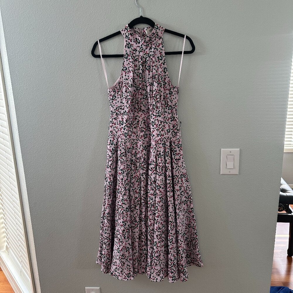 Diane Von Furstenberg 100% Silk Nicola High Halter Mid Neck Dress 2 no belt